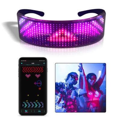 China New Full Color App Control LED Glasses LED Display Smart Glasses With APP Connected Control For Parties Halloween Christmas for sale