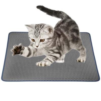 China Double Layer Cat Litter Trapping Mat Honeycomb Waterproof Trash Tray Box Rug Carpet Catcher Mats Easy Clean Scatter Control for sale