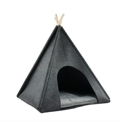 China Viable Detachable House With Mat For Indoor Cats House Portable Felt Cute Pet Tent Cave For Outdoor Cat And Small Puppy for sale