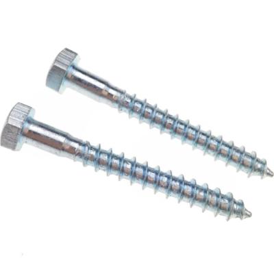 China HEX Hex Head Clear Galvanized Steel Lag Screws For Wood Type 1/4 Inch Thread Fastener for sale