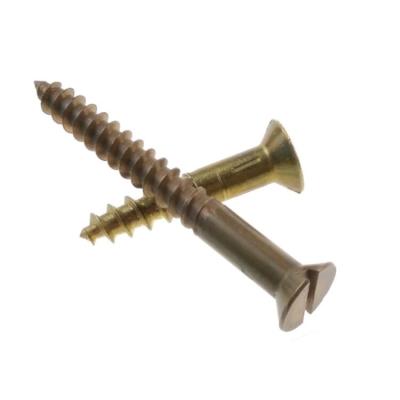 China 2 Inch Flat Slotted Head Copper Wood Flat Screws For Wood Fastening for sale