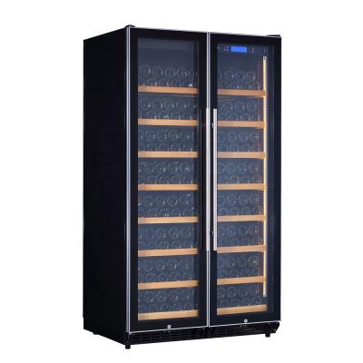 China RV Single Cooler 300 Bottle Zone Wine Cellar Refrigerator Two Open Door for sale