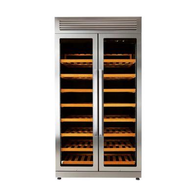 China RV Stainless Steel 320 Bottle Wine Cooler Refrigerator with One Temperature Zone Stainless Steel Door Handle for sale