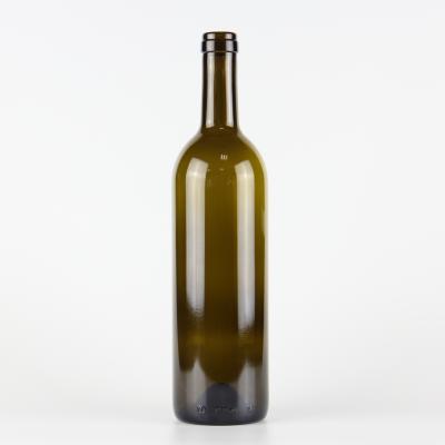 China Cheap Beverage Price 750ml Antique Green Bordeaux Hot Selling Glass Wine Bottle for sale