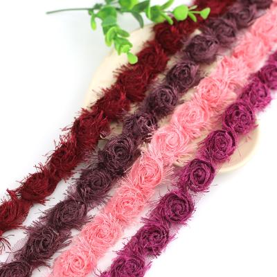 China Viable Colorful Flower Lace Trim Fringed Edge Flower Trims 13 Color Available For Ladies Dress Hair Bands Garment Accessories for sale