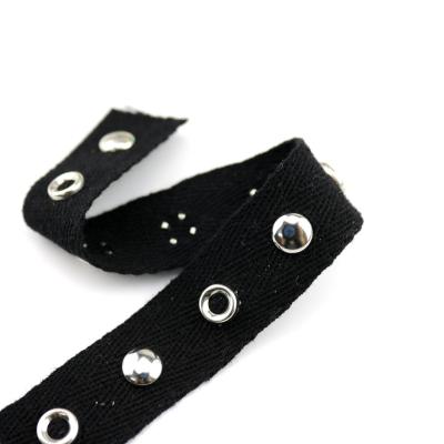 China Handmade hot selling low eyelet stud lace trim cotton ribbon eyelet ribbon for garment use for sale