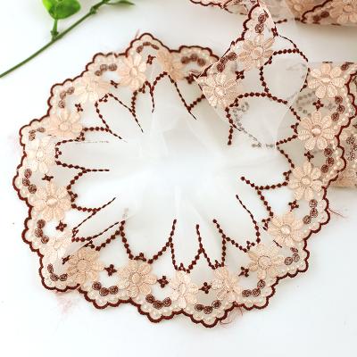 China Soft Water Soluble Mesh Tulle Lace Trim Colorful Flower Embroidery Lace Trimming For Girls Dressing Ladies Dress Lingerie Underwear for sale