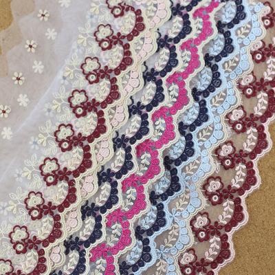 China Flower embroidery water soluble colorful lace trimming net sof mesh lace trimming for girls apparel ladies dress lingerie underwear for sale