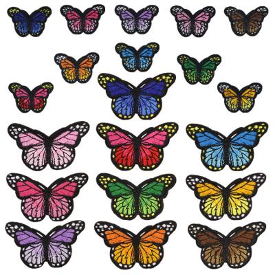 China Hot sale plain embroidery colorfull butterfly embroidery patches 10 color 2 size iron on embroideried patches for kid's wear,garment for sale