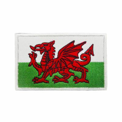 China UK Flag 3D Full Welsh 3D Merrow Embroidered Patches For Apparel for sale