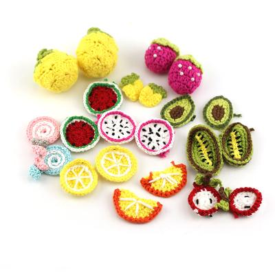 China Handmade crochet crochet trims fruit design crochet lemon, watermelon, avocado, orange cherry design clothing hair clip accessories for sale