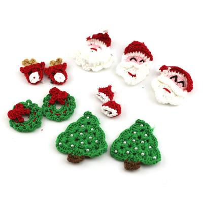 China Handmade Crochet Cotton Trims Christmas Design Crochet Christmas Tree, Moose, Santa Claus Design Clothing Hair Clip Accessories for sale