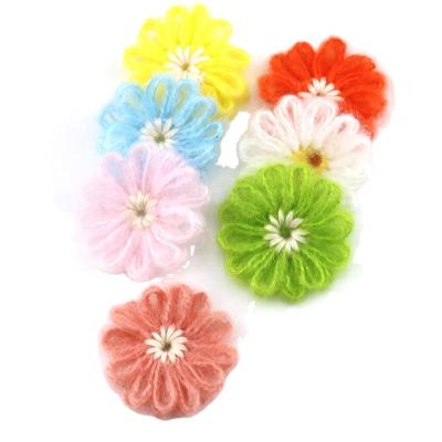 China Cute and Chic Viable 3D 4cm Wool Yarn Faux Embroidered Flower 7 Color Flower Accessories for Dress, Bag, Hair Ornament for sale