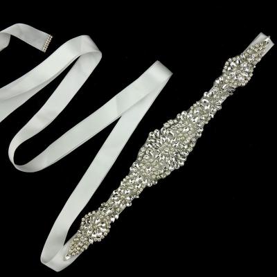 China Handmade luxury silver rhinestone and crystal sash waistband for women wedding dress, bridesmaid dress for sale