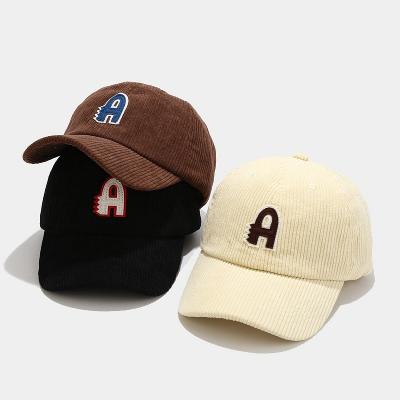 China Stylish 100% Corduroy Baseball Caps Vintage Character Corduroy Hat Applique Embroidery Corduroy Dad Hats for sale