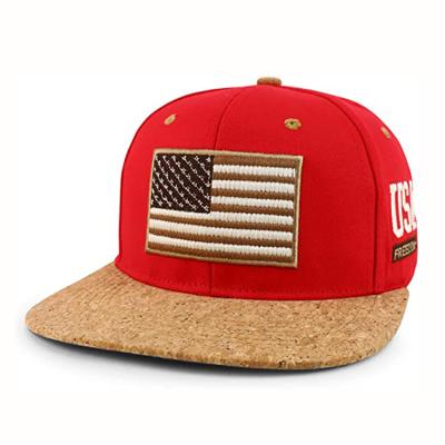 China USA Flag Cork Hot Sale Vintage Character Snapback Hats Flat Bill Hats for sale