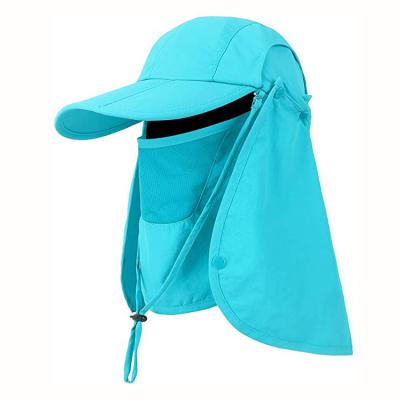 China Striped Protection Custom UV Fishing Caps Increase Camping Face Neck Cover Sun Hat for sale