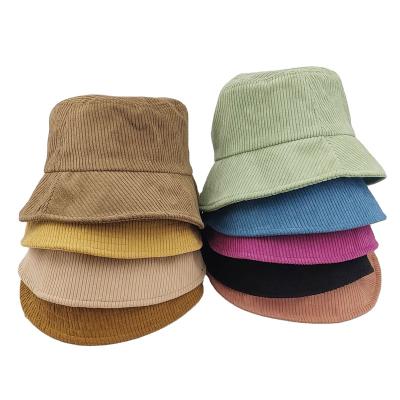 China European And American Style Corduroy Bucket Hats Custom Colorful Empty Embroidery Your Brand Logo Winter Warm Boonies Bucket Hats for sale