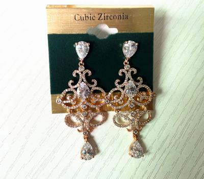 China CLASSIC Wedding Style Rose Gold Cubic Zirconia Bridal Earrings for sale