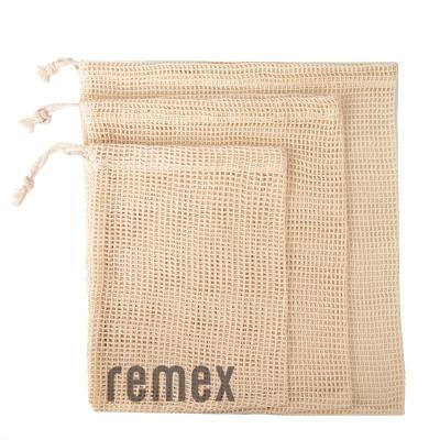 China 100%Natural Cotton Organic Material Natural Material Mesh Laundry Bag Produce Grocery Pouch Vegetable Makeup Remover Pads Packaing Bag for sale