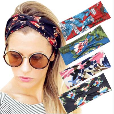 China Wholesale New Quick Dry Sports Turban Headband Boho Style Knot Twisted Floral Cross Hair Band For Women Yoga Wide Brimmed Headband for sale