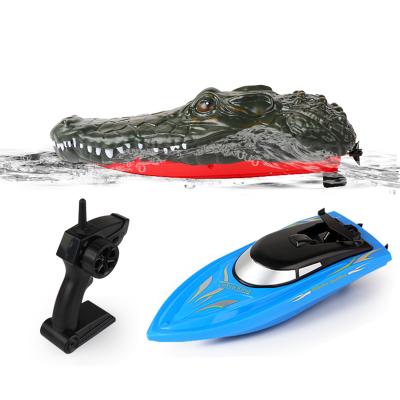 China Turn Right Forward Left Turn Manually Correct Navigation Rudder Prank Toys 2.4G Speed ​​Remote Control Boat Toys Simulation RC Crocodile Head Electric Waterproof Racing Boat for sale