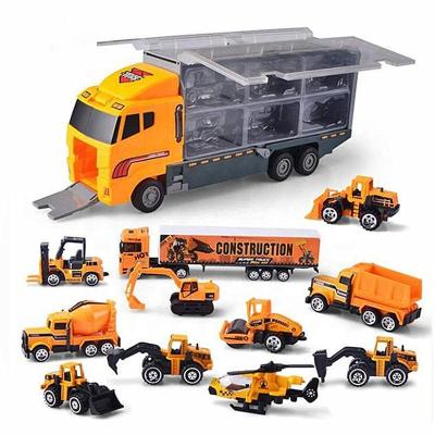 China Diecast Toy Simulation Car Alloy Wheels Metal Car Container Engineering Truck Series Diecast Toy Vehicles For Boys for sale