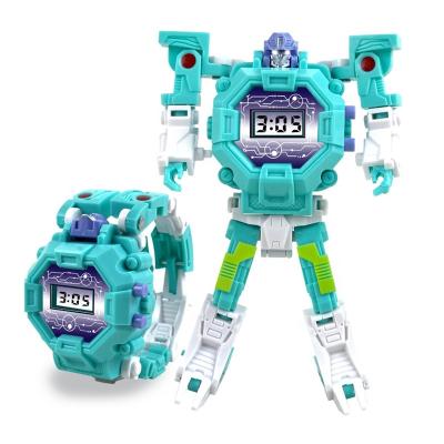 China Toy Mini Battery Operated 4 Colors Smart Electronic 3 In 1 Deformation Cartoon Deformation Robot Kids Robot Watch For Children for sale