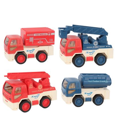 China 4PCS Simulation Toy Plastic Friction Engineering Team Rescue Fighting Traffic Assembly Fire Truck Diecast Inertia Toy For Children for sale