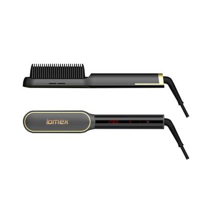 China Hot Selling Household Amazon LCD Touch Screen Brush 14 Temp Temp Setting Fast Heating Comb Infrared Ionic Hair Straightening Brush for sale