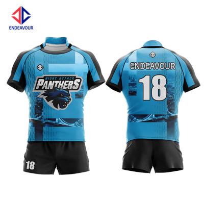 China Sublimation Rugby Wear Shirt And Shorts Antibacterial Customized Jerseys Uniforms for sale