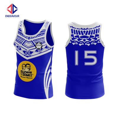 China Antibacterial OEM Made 100%polyester Custom Sublimation Touch Football Singlet for sale