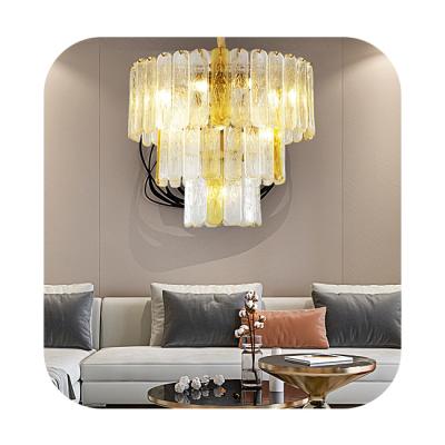 China Light Brown Modern Metal Chandelier Light Brown French Leaf Pendant Lighting Classic 3 Layer Living Room Decorative Lamp for sale