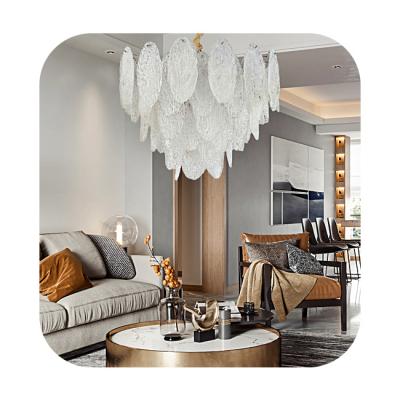 China Classic Fancy Living Room Decorative Water Chandelier Lighting Hotel Light Pendant Clear White Modern European Modern Ripple Glass for sale