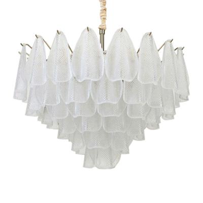 China Manufacturers Modern Professional Lighting Clear Glass Flower Shaped Led Lamp Chandelier Dining Living Room Pendant for sale