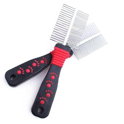 China Sustainable Pet Grooming Comb Double Sided Pet Deshedding Paint Red Black for sale