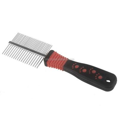 China Double Sided Pet Cat Dog Stainless Teeth Comb Dog Hair Removal Comb Low Price Pet Grooming Tool Viable Pet for sale