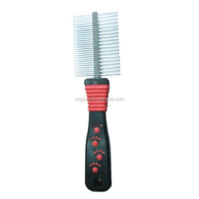 China Viable Pet Comb Double Sided Pet Cleaning Brushing Comb With Paw Pet Hair Removal Comb for sale