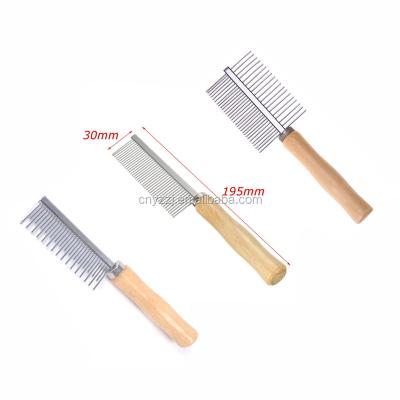 China Wooden Dog Cat Comb Pet Hair Grooming Handle Self Viable Cleaning Comb for sale