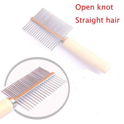 China Viable Pet Grooming Dead Hair Fur Brush Pet Comb With Handle Wooden Metal Pin Needle Comb for sale