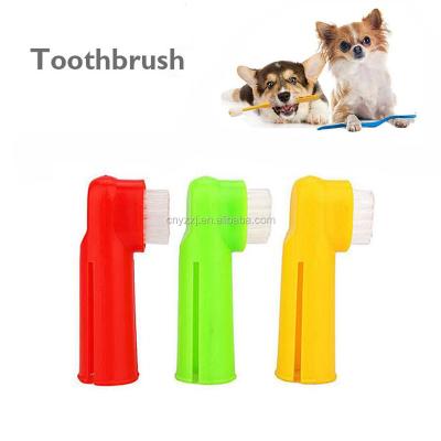 China Sustainable Pet Dental Care Finger Brush Toothbrush Set for Pets and Double Head with Plastic Handle for sale