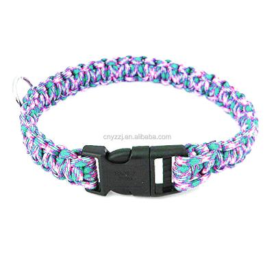 China Pet Accessories Padded Collar With Label Adjustable Woven Dog Collar Paracord Wholesale for sale