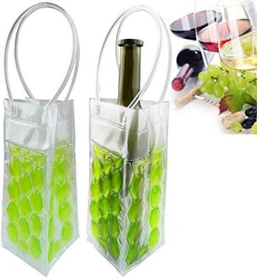 China Waterproof Wine Chiller Bag Clear Tote Pouch Wine Bag with Handle PVC Pouch Party Ice Freezer Wine Bag for sale