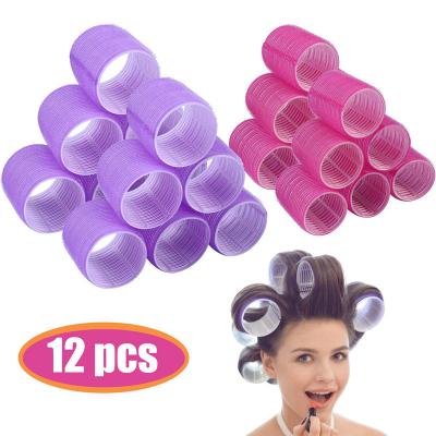 China 12pcs DIY Nylon Hook Loop Heatless Hair Curler Air Bangs Hair Rollers Hair Styling Tools for sale