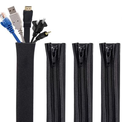 China Cable Sleeve Wire Hider Zipper Cable Protector Sleeve Cable Sleeve Wrap Cover Organizer Under Desk Cable Management for sale