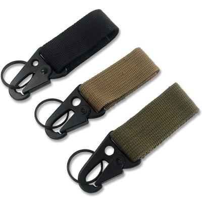 China Wholesale Tactical Military Nylon Webbing Buckle Key Chain Staples Belt Carabiner Main Mount with Hook and Loop for sale