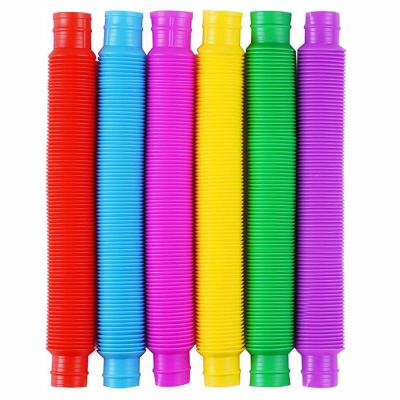 China Colorful Relaxation Plastic Educational Sensory Toys Hose Relaxation Stretch Decompression Busy Person Tube Toy for sale