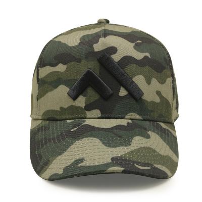 China 2021 Custom Camouflage 5 Panel Baseball Cap 3D Embroidery Snapback Men's Baseball Cap for sale