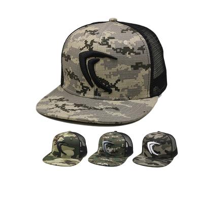 China Wholesale Custom Patch Camouflage Embroidery Flat Men Bill Snapback 3d Tactical Trucker Hat for sale