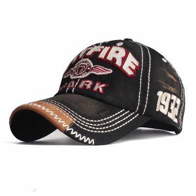 China JOINT Wholesale Custom Washed Logo Woven Adjustable Cotton Embroidered Mens Vintage Distressed Patch Baseball Cap Hat for sale